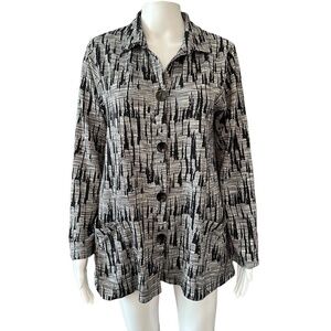 PARSLEY & SAGE Womens S Over Shirt Light Jacket Pockets Abstract Print Artsy